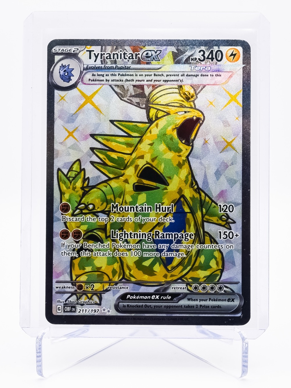 Pokemon Card Tyranitar 211/197 EX Ultra Rare Holo Obsidian Flames NM
